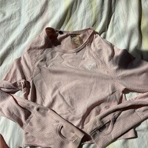 Baby Pink Long Sleeve Gym Shark Crop Top